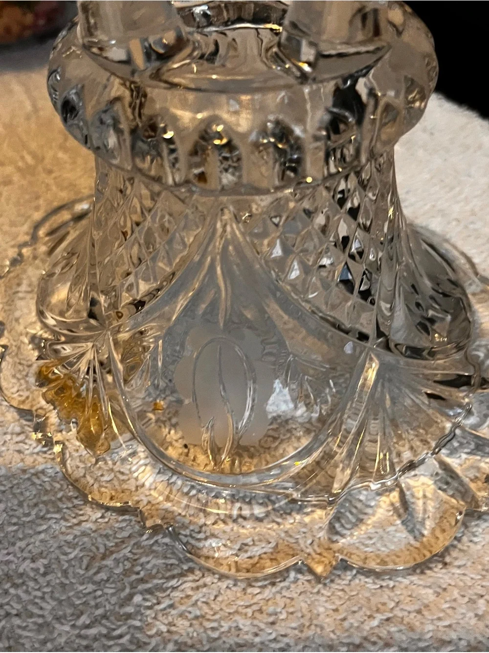 Cut Glass Footed Decorative Bowl - Clear Glass